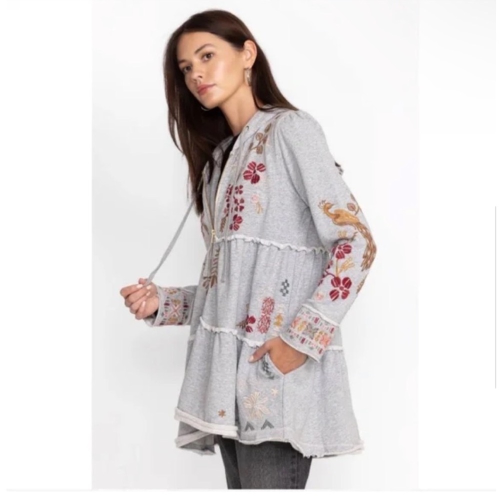 Johnny Was Embroidered Floral Hoodie NWT $270 Zuzu Boho Chic Sz S - Picture 5 of 7